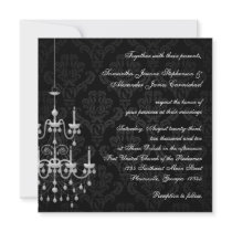 Black with White Chandelier Silhouette