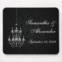 Black with White Chandelier Silhouette