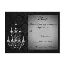 Black with White Chandelier Silhouette