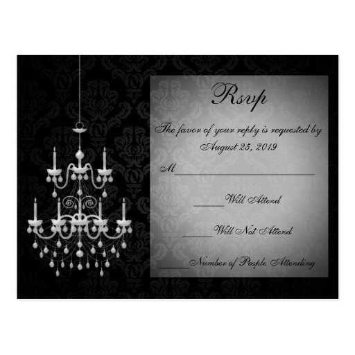 Black with White Chandelier Silhouette Postcards