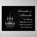 Black with White Chandelier Silhouette