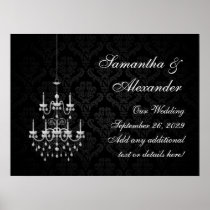 Black with White Chandelier Silhouette