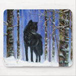 Black Wolf Mousepad by Lori Karels