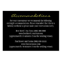 Black Yellow White Wedding Insert Reception Cards Business Card Templates