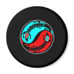 Black Yin Yang Tribal Lizards magnets