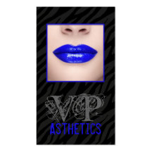 Black Zebra Print Blue Lips Make Up Business Card