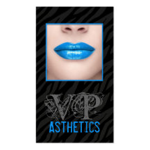 Black Zebra Print Blue Lips Make Up Business Card