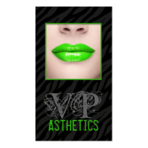 Black Zebra Print Green Lips Make Up Business Card