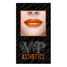 Black Zebra Print Orang Lips Make Up Business Card