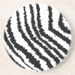 Black Zebra Print Pattern. Beverage Coaster
