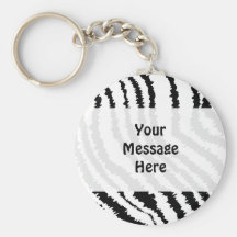 Black Zebra Print Pattern. Keychain