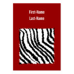 Black Zebra Print Pattern on Deep Red. Business Card Templates