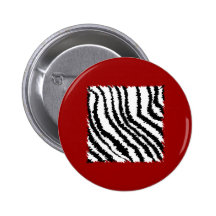 Black Zebra Print Pattern on Deep Red. Pinback Button
