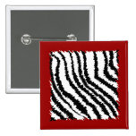 Black Zebra Print Pattern on Deep Red. Buttons