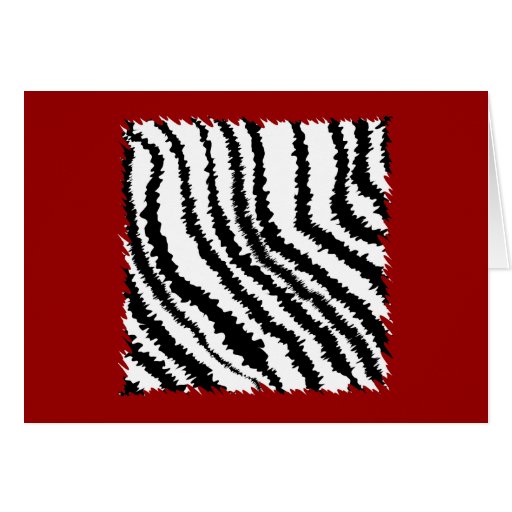 Black Zebra Print Pattern on Deep Red. Card