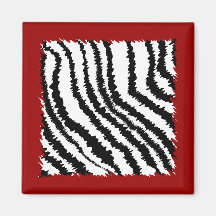 Black Zebra Print Pattern on Deep Red. Magnet