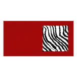 Black Zebra Print Pattern on Deep Red. Photo Card Template