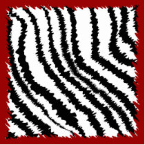 Black Zebra Print Pattern on Deep Red. Photo Cutout