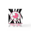 Black Zebra Print / Pink Baby Carriage Thank You cards