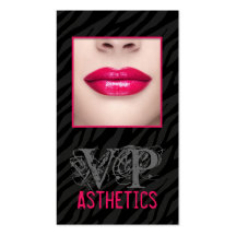 Black Zebra Print Pink Lips Make Up Business Card