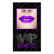 Black Zebra Print Purpl Lips Make Up Business Card