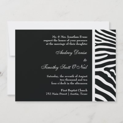 Zebra Wedding Invitations on Black Zebra Print Wedding Invitation By Hummingbirdcake
