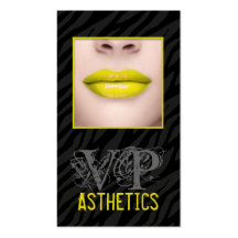 Black Zebra Print Yello Lips Make Up Business Card