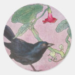 Blackbird and Nasturtiums Sticker