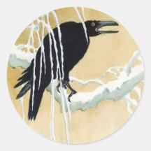 Blackbird in Snow, Ikeda Koson Stickers