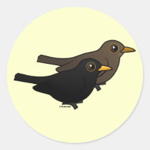 Blackbird Pair Round Stickers