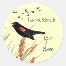 Blackbird, This book  belongs to Bookplate Round Stickers