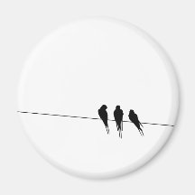 Blackbirds Silhouette on Wire Fridge Magnets
