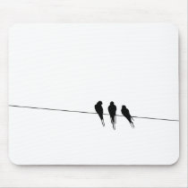 Blackbirds Silhouette on Wire Mousepads