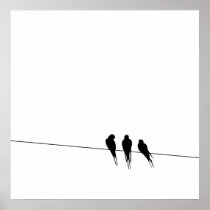 Blackbirds Silhouette on Wire Posters