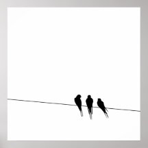 Blackbirds Silhouette on Wire Posters