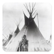 Blackfoot Brave, near Calgary, Alberta, 1889 Square Stickers