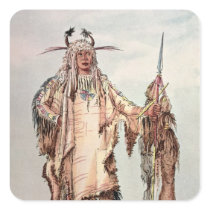 Blackfoot Indian Pe-Toh-Pee-Kiss, The Eagle Ribs Square Stickers