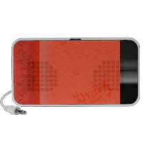 Blackish floral on dark red background speakers