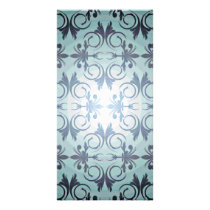 Blackish floral on light blue background photo cards