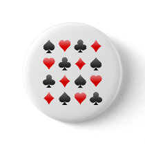 Blackjack / Poker Card Suits: Vector Art: Pinback Button