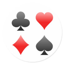 Blackjack / Poker Card Suits: Vector Art: Round Sticker