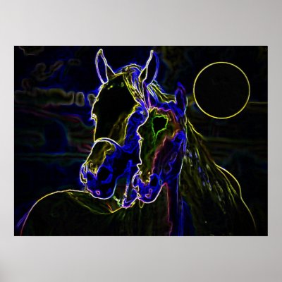 Blacklight Horses Poster Print - Horse Posters by made_in_atlantis