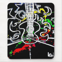 Blacklight / Neon Splash Flaming Guitar on Highway Mouse Pads