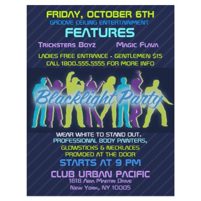 Blacklight Party Flyer Invitation Announcements by youreinvited