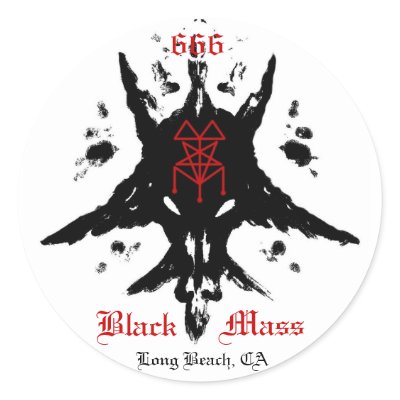 blackmassinkblot, 666, Mass, Black, Long Beach, CA Round Stickers by shawnhumiston