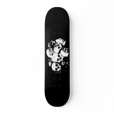 BLACKOUT, black and white skullpile Skate Decks by LostInTheWoods