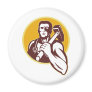 blacksmith holding hammer front refrigerator magnet