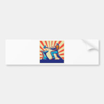 Blacksmith worker with hammer and anvil retro styl bumper stickers