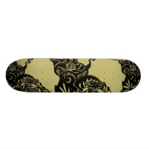 Blackwork and KHAKI design skate deck