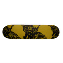 Blackwork design skate deck